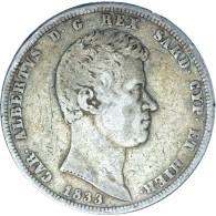 Italie-Royaume De Sardaigne-5 Lire Charles-Albert Ier 1833 Gênes - Piémont-Sardaigne-Savoie Italienne