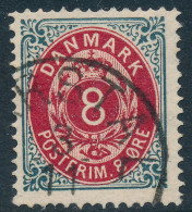 Denmark Danemark Danmark 1875: 8ø Grey/red Bicolour, F-VF Used, AFA 25 (DCDK00590) - Oblitérés