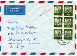 74533 - Bund - 1964 - 6@10Pfg Duerer (6er-Block) A LpBf MUENSTER -> Chicago, IL (USA) - Cartas & Documentos