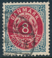 Denmark Danemark Danmark 1875: 8ø Grey/red Bicolour, F-VF Used, AFA 25y (DCDK00591) - Oblitérés