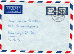 74555 - Bund - 1964 - 2@40Pfg Lessing A LpBf WUERZBURG -> Chicago, IL (USA) - Briefe U. Dokumente