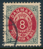 Denmark Danemark Danmark 1895: 8ø Grey/red Bicolour, XF Used, AFA 25By (DCDK00597) - Oblitérés