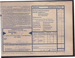 Dt- Reich (023636) Werbezudruck Auf Stromrechnung (Verordnung Reichsstelle Für Elektrowirtschaft V. 1941) 2/ 1944 - Elettricità & Gas