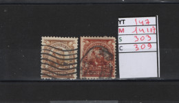 PRIX FIXE Obl 147 YT 141A MIC 303 SCOT 309 GIBGrant 1902 1903 Etats Unis 58/04 1TB Dentelée 3 Cotés 2 Teintes - Used Stamps