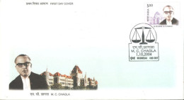 INDIA - 2004 - FDC STAMP OF M.C. CHAGLA. - Brieven En Documenten