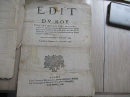 L11 Protestantisme Luther Edit Du Roy 1689 Portant Sur Les Héritiers Des Religionnaires Fugitifs ....en L'état - Wetten & Decreten