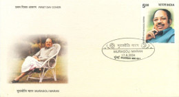 INDIA - 2004 - FDC STAMP OF MURASOLI MARAN. - Brieven En Documenten