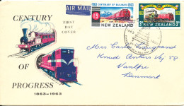 New Zealand FDC 25-11-1963 N.Z.R. Centennial 1863 - 1963 Christchurch To Ferrymead Complete Set Of 2 With Cachet - FDC