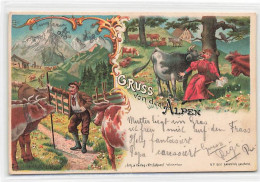 Gruss Von Den Alpen 1998 Rigi Cachet Zürich Litho Kuhe Vache Touriste Humour - Sonstige & Ohne Zuordnung