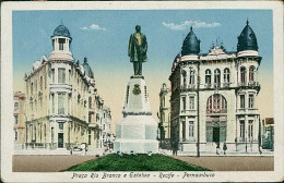 BRAZIL - PRACA RIO BRANCO E ESTATUA - RECIFE - PERNAMBUCO - MAILED TO ITALY 1921 -  (17638) - Recife