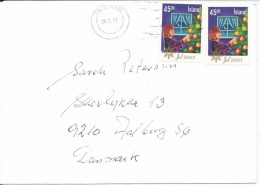 Iceland Cover Sent To Denmark 20-2-2007 With Christmas Stamps 2003 - Briefe U. Dokumente