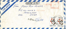 Argentina Registered Air Mail Cover With Meter Cancel And Stamps Sent To Switzerland Villa Angela 18-6-1986 Topic Stamps - Posta Aerea