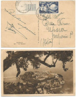 Monaco Principauté B/n Carte Postale Le Rocher Le 10jul1950 Pour L'Italie Avec UPU 1949 F25 + Tab + Marge Feuille - Poststempel