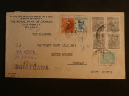 DI 10 BRESIL  BELLE  LETTRE ROYAL BANK CANADA REG. 1924   A DURBAN S.AFRICA +BLOC  DE 4 TP  + AFF. INTERESSANT+++ - Briefe U. Dokumente