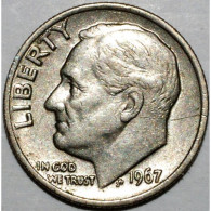 ETATS UNIS - KM 195a - 1 DIME 1967 - FRANKLIN ROOSEVELT - TB/TTB - 1946-...: Roosevelt