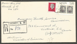 1978 Registered Cover $1.39 Capex CDS Merritt BC To Victoria Via Cache Creek - Postgeschiedenis