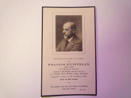 GP 2024 - 3  FAIRE-PART De DECES De Francis CURTELIN  (1870 - 1937)  Censeur Des études Au Collège ST-Michel Grenoble - Décès