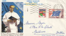 FRANCE Service  18 (o) Village Révérend Père PIRE Conférence Europe-Afrique Strasbourg 1961 - Cartas & Documentos