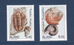 Aland, **, Yv, 118, 119, Mi, 117, 118, SG 113, 114, Trilobite Asaphus, Gastropod Euomphalus, Fossiles, - Ålandinseln