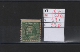PRIX FIXE Obl 167 YT 162 MIC 331 SCO 338 GIB Franklin 1908-1909 Etats Unis 58/05 Dentelée 3 Cotés - Used Stamps