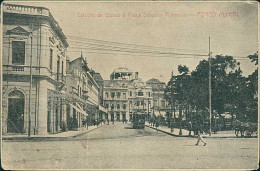 BRAZIL - ESTACAO DE BONDAS E PRACA SENADOR FLORENCIO - PORTO ALEGRE  - MAILED - 1910s (17664) - Porto Alegre