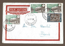 !!! LETTRE PAR AVION DU CAMEROUN POUR PARIS, CACHET DE EDEA, DE 1938 - Luchtpost