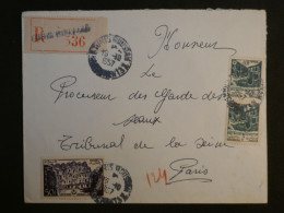 DI 10 TUNISIE  BELLE  LETTRE RECO.  1957 PETIT BUREAU A PARIS FRANCE ++AFF. INTERESSANT+++ - Brieven En Documenten