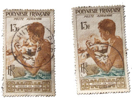 2 TIMBRES POLYNÉSIE FRANCE OBLITÉRÉS PA N° 1 GRAVEUR SUR NACRE - Gebraucht