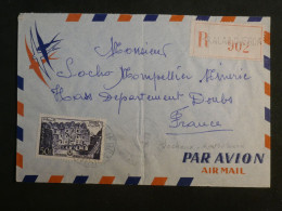 DI 10 TUNISIE  BELLE  LETTRE RECO.  1956 PETIT BUREAU LALARJERDA A SOCHAUX  FRANCE ++AFF. INTERESSANT+++ - Brieven En Documenten