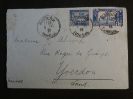 DI 10 TUNISIE  BELLE  LETTRE   1926  PETIT BUREAU KANDUBA A YVERDON SUISSE ++AFF. INTERESSANT+++ - Brieven En Documenten