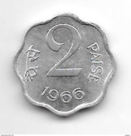 India 2 Paisa 1966 Ckm 13.1  Unc - Inde