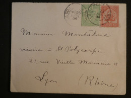 DI 10 TUNISIE  BELLE  LETTRE  ENTIER  1904  PETIT BUREAU A LYON  FRANCE ++AFF. INTERESSANT+++ - Lettres & Documents