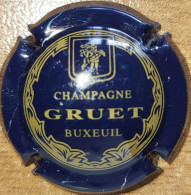 Capsule Champagne GRUET Série Nom Horizontal, Petit Liseret, Verso Doré, Bleu Noir & Or Mat Nr 02 - Gruet