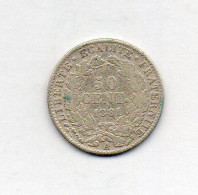 FRANCE, 50 Centimes, Silver, Year 1881-A, KM # 834.1 - 50 Centimes