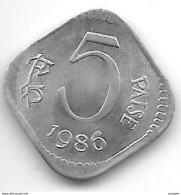 *india  5 Paisa 1986c  Km 23a    Unc - Inde