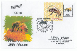 COV 73 - 924 HONEY BEE, Romania - Cover - Used - 2010 - Abeilles