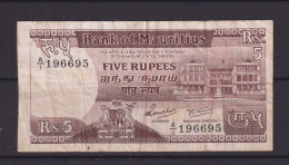 MAURITIUS -  1985 5 Rupees Circulated Banknote - Mauricio