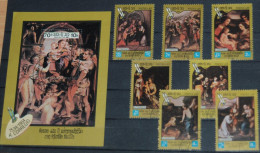 LAOS 1984, Correggio, Paintings, Art, Mi #758-64 + B104, Used - Religion