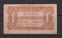 CZECHOSLOVAKIA -  1944 1 Korun Circulated Banknote - Checoslovaquia