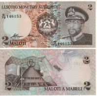 LESOTHO   2 Maloti    P1  " Lesotho Monetary Authnority "  (1979)   King Moshoeshoe II +  Flag,  At Back - Lesoto