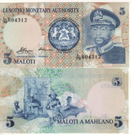 LESOTHO   5 Maloti    P2  " Lesotho Monetary Authnority "  (1979)   King Moshoeshoe II +  Weavers  At Back - Lesoto