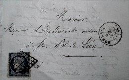 O 3 Lettre Morlaix  Vers  St Pol De Léon - 1849-1850 Cérès