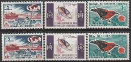Nouvelles Hébrides Série Courante Condominium Francaise Anglaise Faune 1966 N°239/244 Neuf*charnière - Unused Stamps