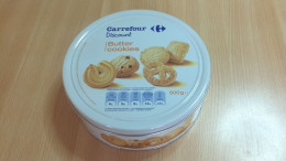 Scatola In Metallo - Biscotti Carrefour - Butter Cookies  ( Vuota ) - Cajas/Cofres