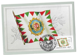 RARE CARTE MAXIMUM BUDAPEST 1981 - TORTENELMI ZASZLO - DRAPEAU HONGRIE  - MAGYAR POSTA 4FT - N° 16/823 - Maximumkaarten