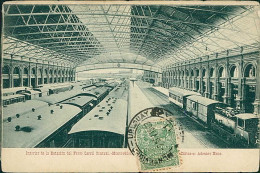 URUGUAY - MONTEVIDEO - INTERIOR DE LA STACION DEL FERRO CARRIL CENTRAL / TRAIN - EDIT. HNOS - 1900s / STAMP (17687) - Uruguay