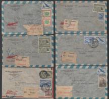 URUGUAY / EARLY 50's - 6 REGISTERED AIRMAIL COVERS TO FRANCE (ref 5545) - Uruguay