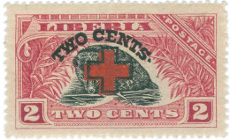 LIBERIA, FAUNA, UCCELLI, BIRDS, CROCE ROSSA, 1918, FRANCOBOLLI NUOVI (MLH*) Scott:LR B4, Yt:LR 154 - Liberia