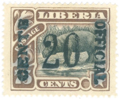 LIBERIA, FAUNA, MAMMIFERI, IPPOPOTAMO, 1914, FRANCOBOLLI NUOVI (MLH*) Scott:LR O73, Yt:LR S71C - Liberia