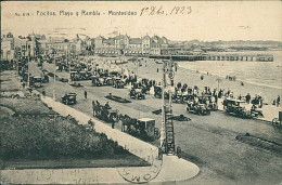 URUGUAY - MONTEVIDEO -  POCITOS - PLAYA Y RAMBLA -  EDITOR A. CARLUCCIO - MAILED TO ITALY 1923  (17699) - Uruguay